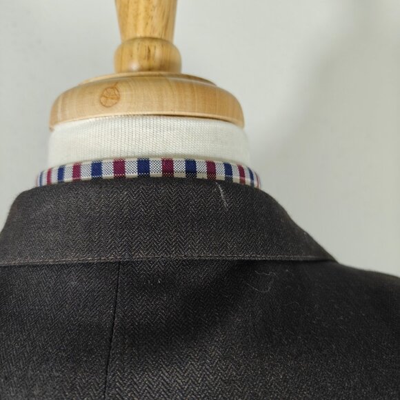 English Manor Mens Sport Coat Blazer Two Button Brown Herringbone Wool Blend 42R - Picture 11 of 16
